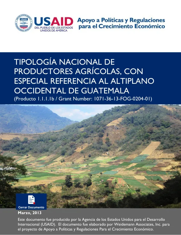 Tipología nacional de productores agrícolas, con especial referencia al altiplano occidental de Guatemala