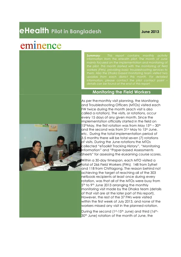 eHealth Pilot in Bangladesh