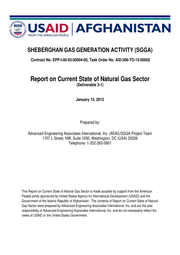 Report on Current State of Natural Gas Sector