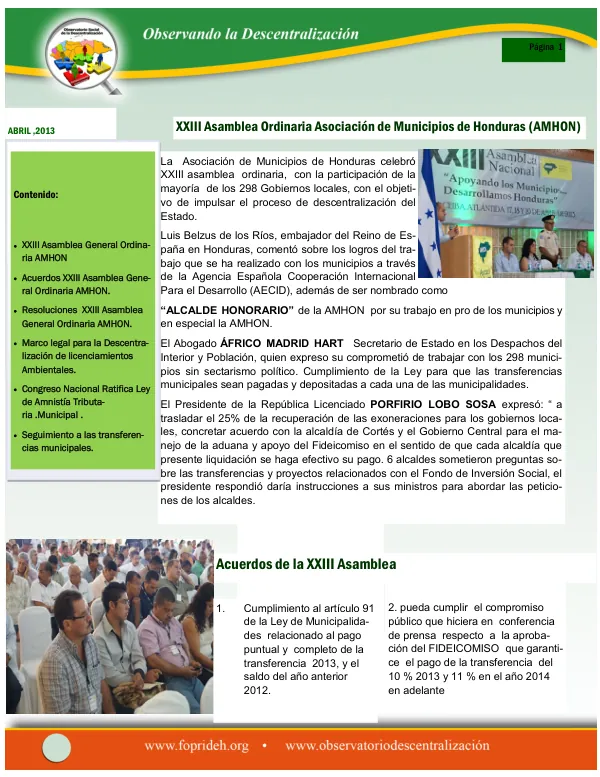 XXIII Asamblea Ordinaria Asociación de Municipios de Honduras (AMHON)