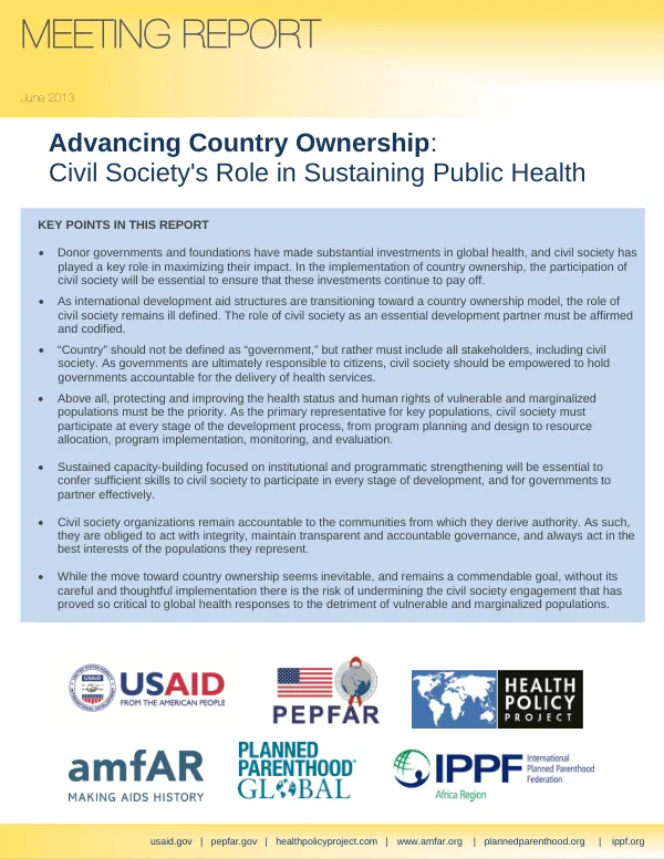 Advancing Country Ownership: Civil Society’s Role in Sustaining Public Health