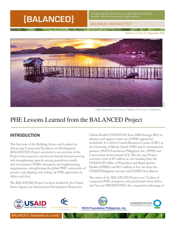 BALANCED Newsletter: Promoting & advancing integrated population, health and environment approaches