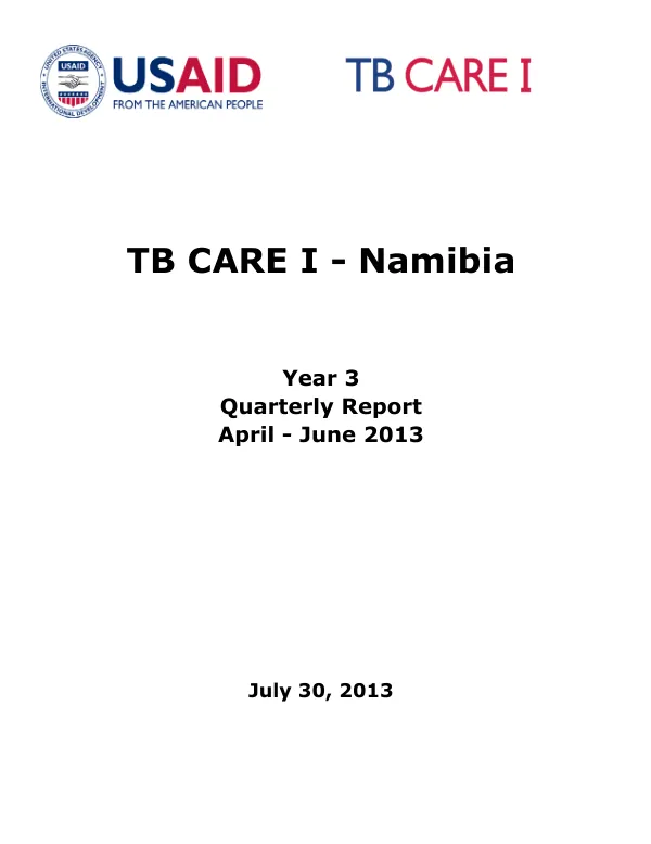 TB CARE I - Namibia Year 3 Quarterly Report April - June 2013
