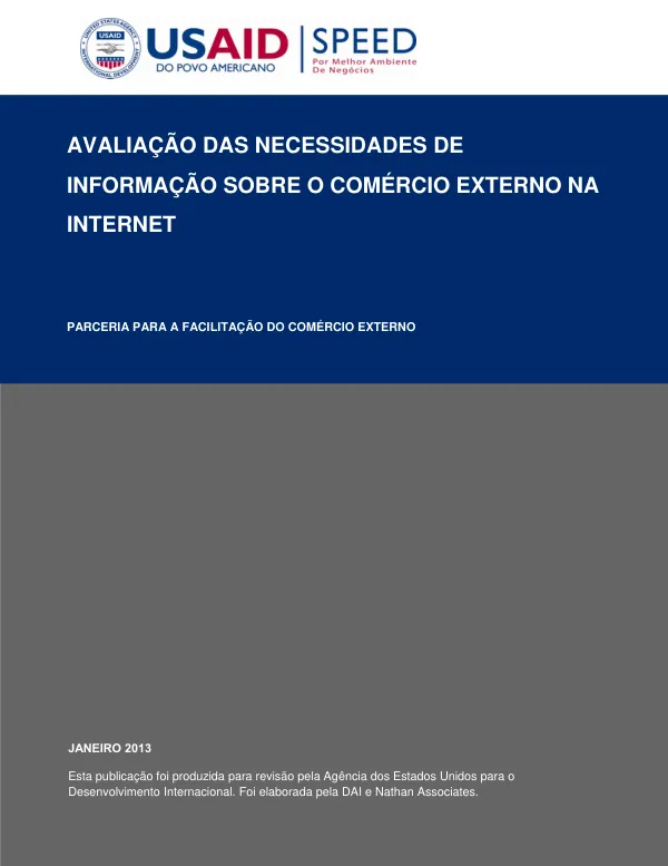 AVALIAÇÃO DAS NECESSIDADES DE INFORMAÇÃO SOBRE O COMÉRCIO EXTERNO NA INTERNET