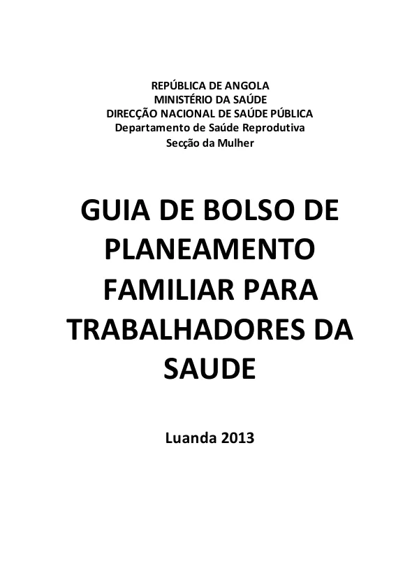 Guia de Bolso de Planeamento Familiar para Trabalhadores de Saúde