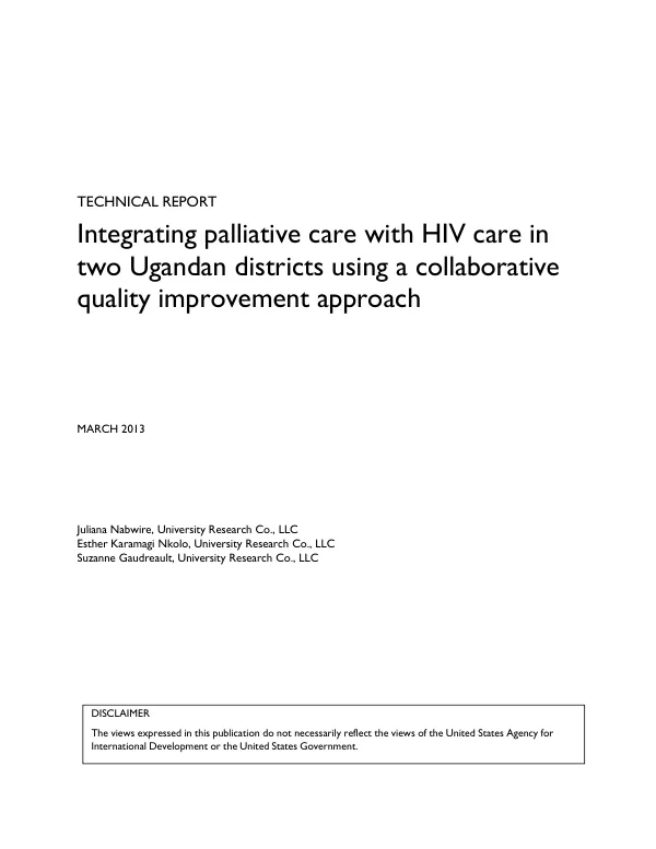 Integrating palliative care with HIV care in two Ugandan districts using a collaborative quality improvement approach