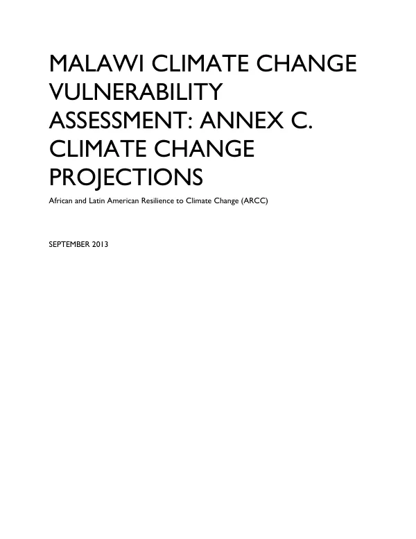 Malawi Climate Change Vulnerability Assessment: Annex C