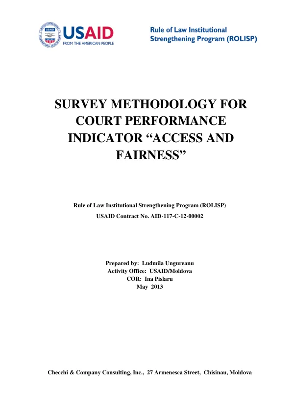 Survey Report: Court Performance Indicator 'Access and Fairness'