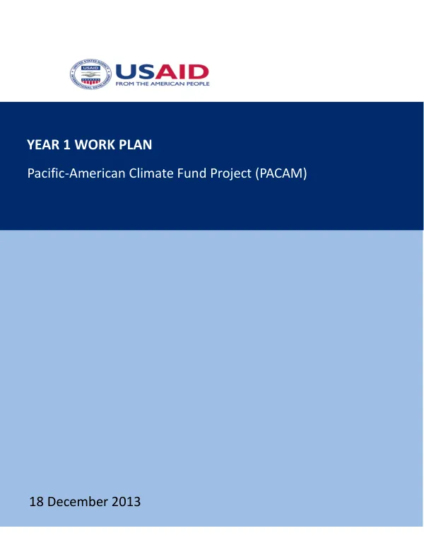 Pacific-American Climate Fund Project (PACAM) Year 1 Work Plan
