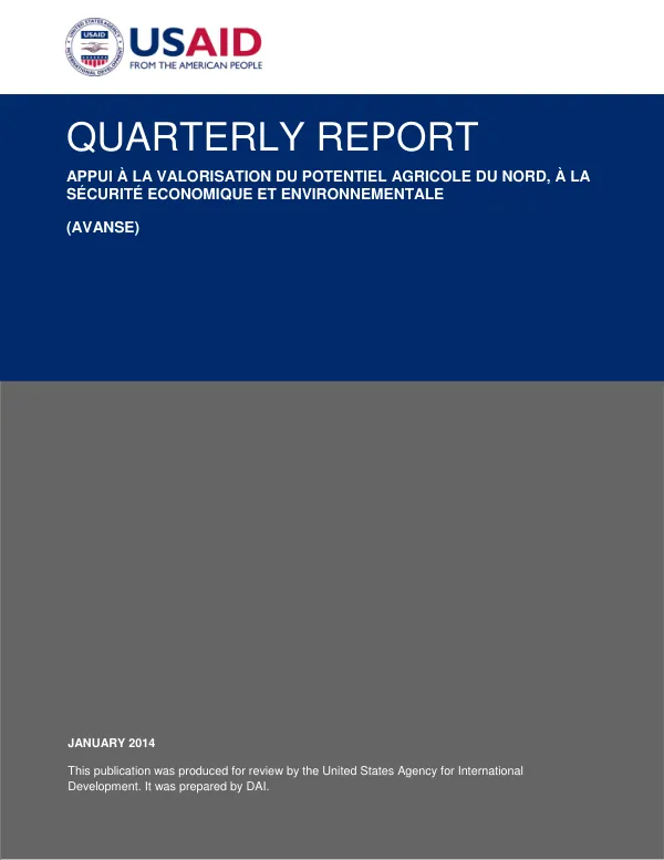AVANSE Quarterly Report on October – December 2013