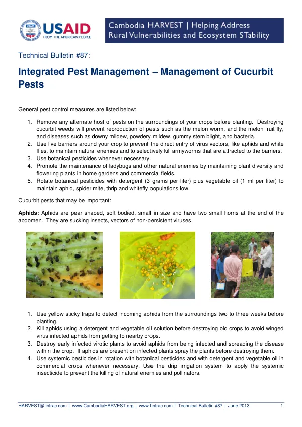 Technical Bulletin #87: Integrated Pest Management – Management of Cucurbit Pests