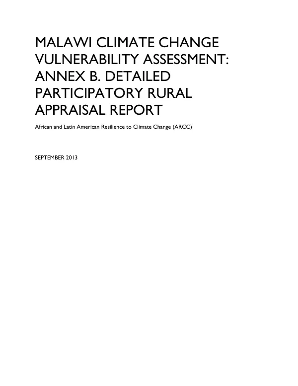 Malawi Climate Change Vulnerability Assessment: Annex B