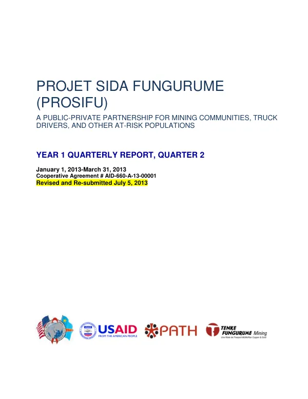 ProSIFU Year 1 Quarterly Report: January–March 2013 (Quarter 2)