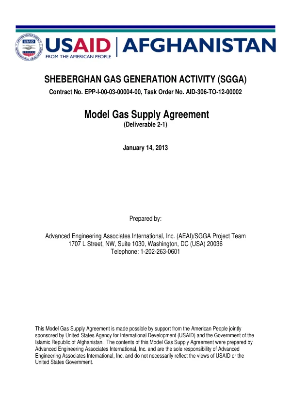 Model Gas Supply Agreement