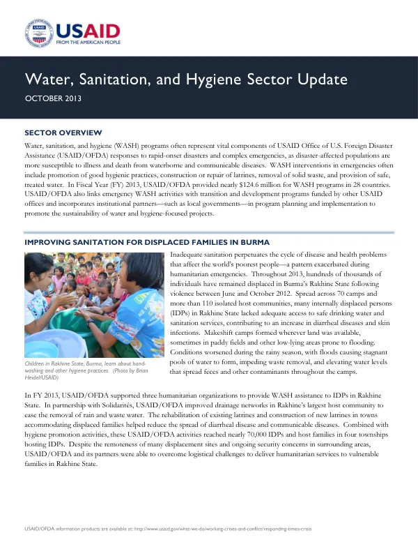 Water, Sanitation, and Hygiene Sector Update