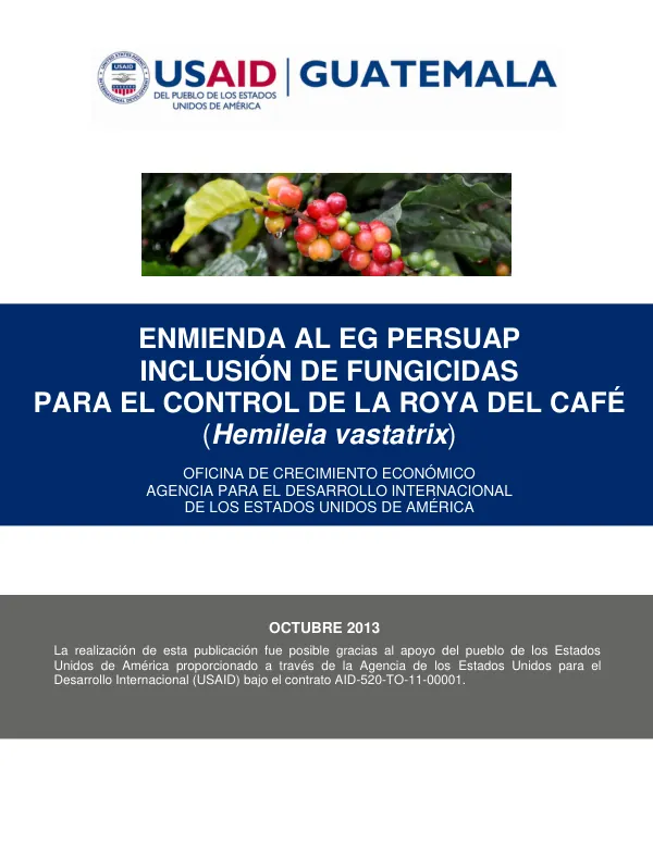 Enmienda al EG PERSUAP: Inclusión de fungicidas para el control de la roya del café
