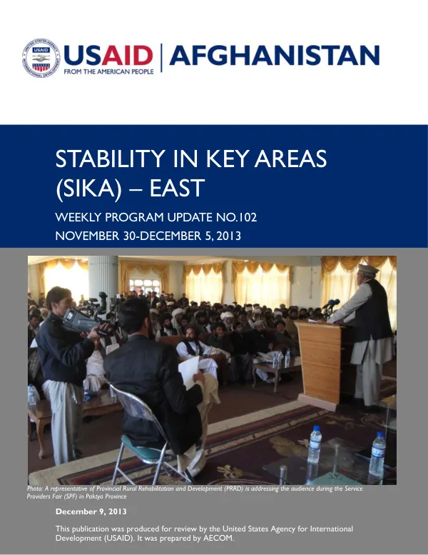 SIKA-EAST Weekly Program Update: November 30 –December 5, 2013