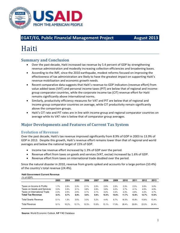 Revenue Mobilization in Haiti