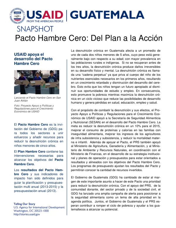 Pacto Hambre Cero: Del Plan a la Acción