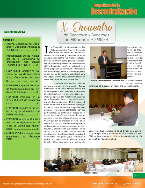 Décimo Encuentro de Directores y Directoras Afiliadas a FOPRIDEH