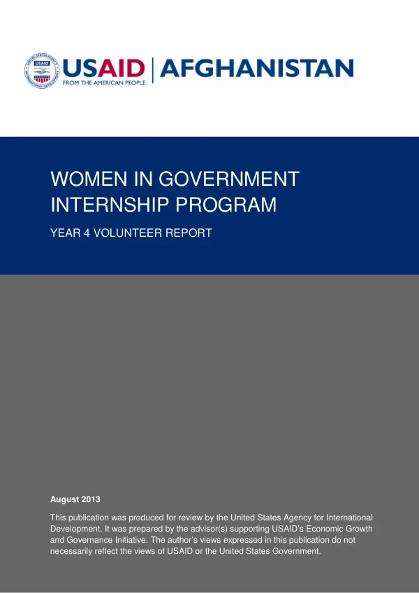 Women in Government Internship Program Year 4 Volunteer Report