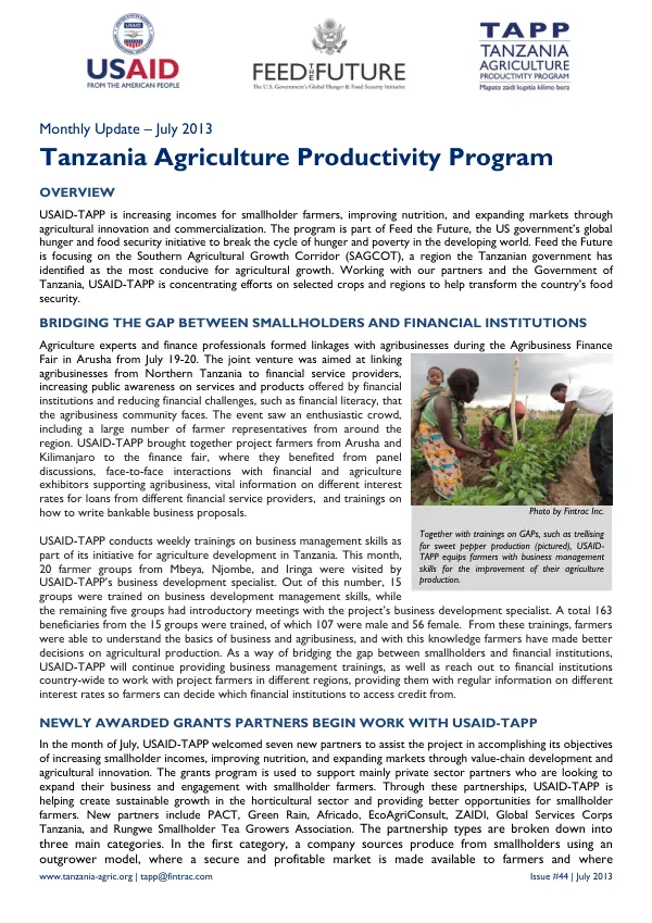 USAID-TAPP monthly bulletin #44 | July 2013