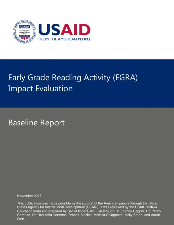 Early Grade Reading Activity (EGRA) Impact Evaluation Baseline Report