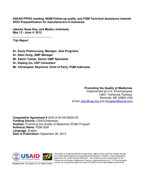 USP DQI TRIP REPORT