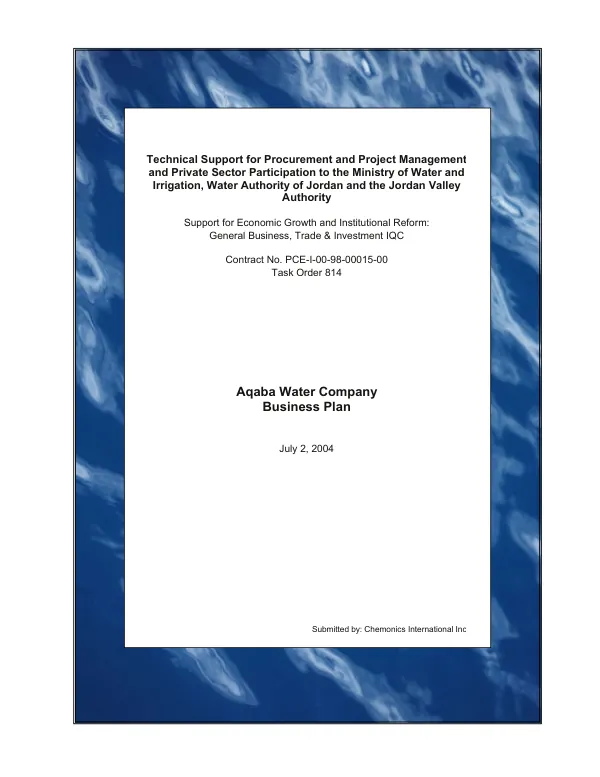 Aqaba Water Company [AWC] : business plan