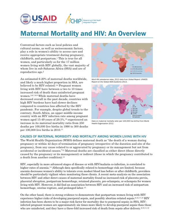 Maternal Mortality and HIV: An Overview