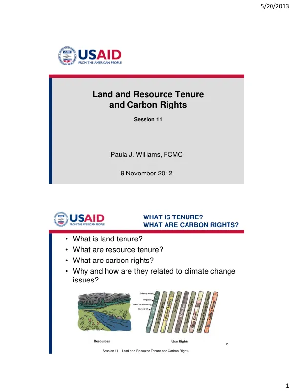 USAID’s REDD+ Program: Land and Resource Tenure and Carbon Rights