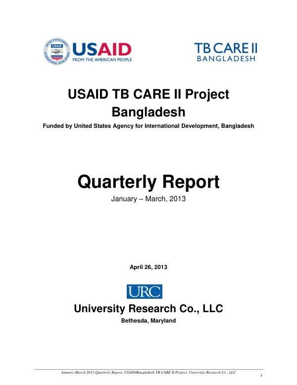 TB CARE Annual Work Plan and Budget