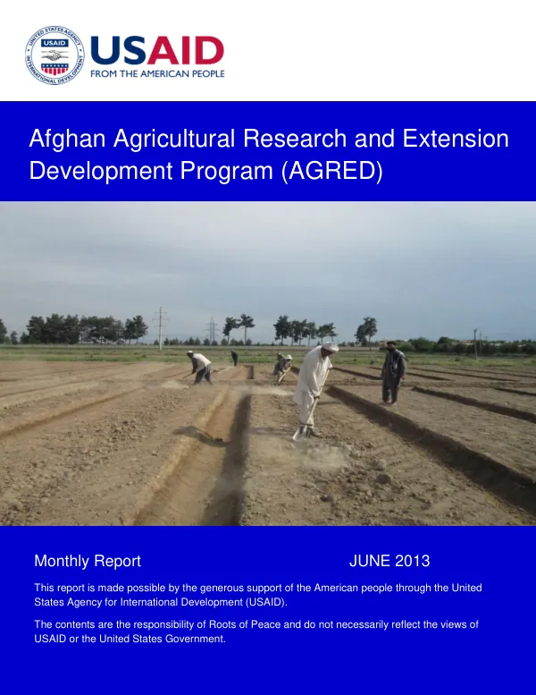 AGRED Monthly Report - June 2013