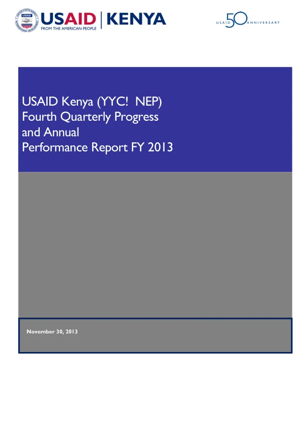 Fourth Quarterly Progress and Annual Performance Report FY 2013