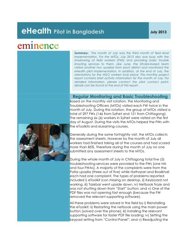 eHealth Pilot in Bangladesh