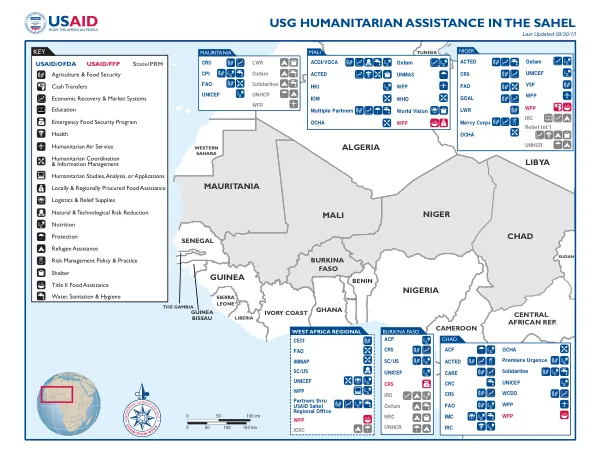 USG Humanitarian Assistance in the Sahel Map