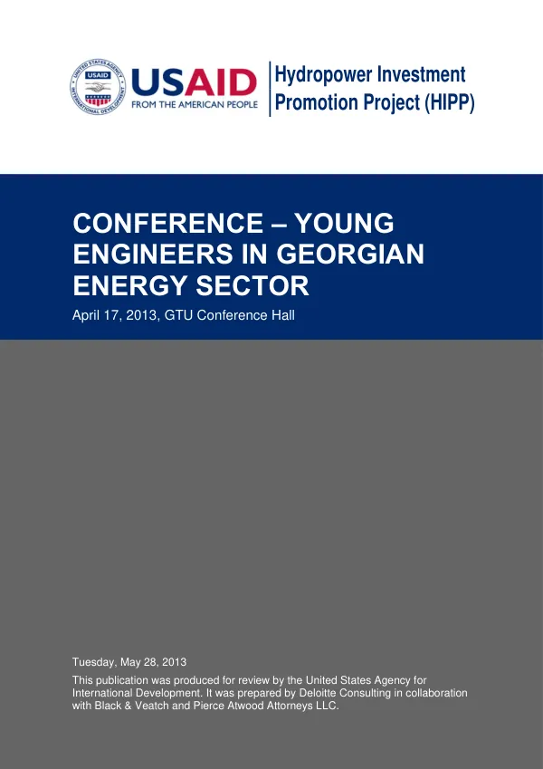 Hydropower Investment Promotion Project (HIPP) Conference – Young Engineers in Georgian Energy Sector