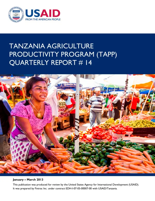 USAID-TAPP Quarterly Report #14 January – March 2013