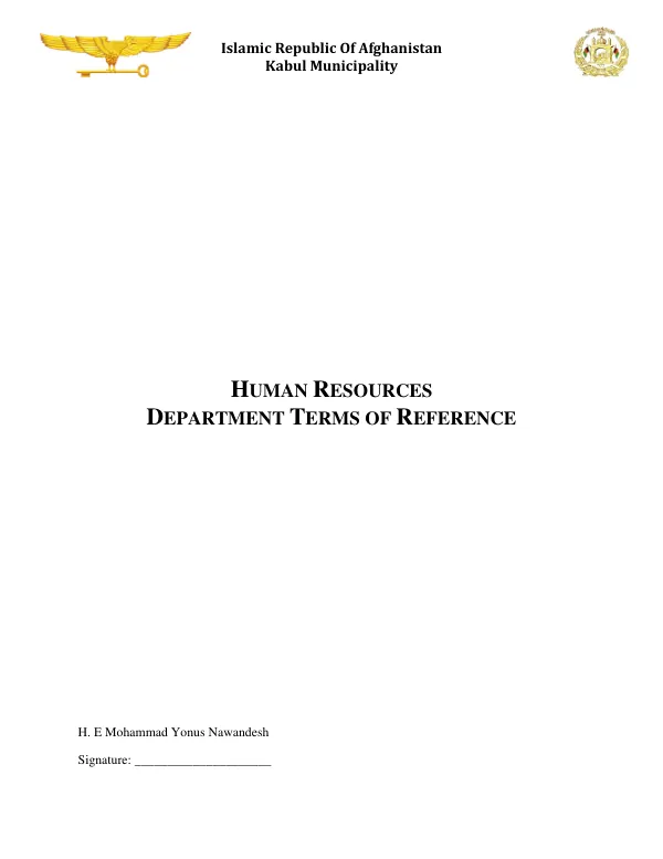 Human Resources Department Terms of Reference