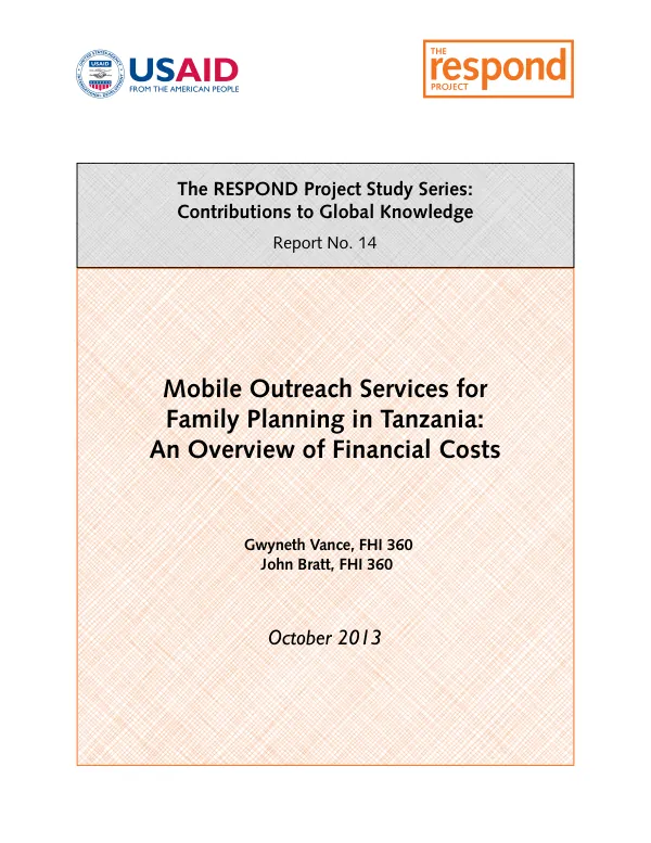 Mobile Outreach Services for Family Planning in Tanzania: An Overview of Financial Costs