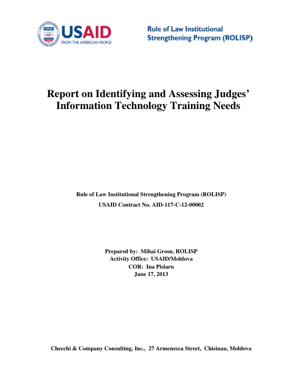 Report on Identifying and Assessing Judges’ Information Technology Training Needs
