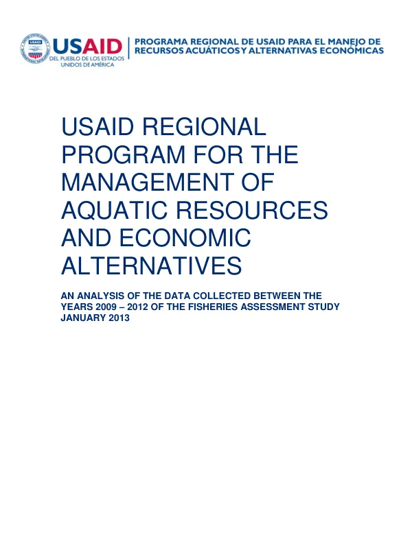 Analysis of the Data Collected Between the Years 2009-2012 of the Fisheries Assessment Study