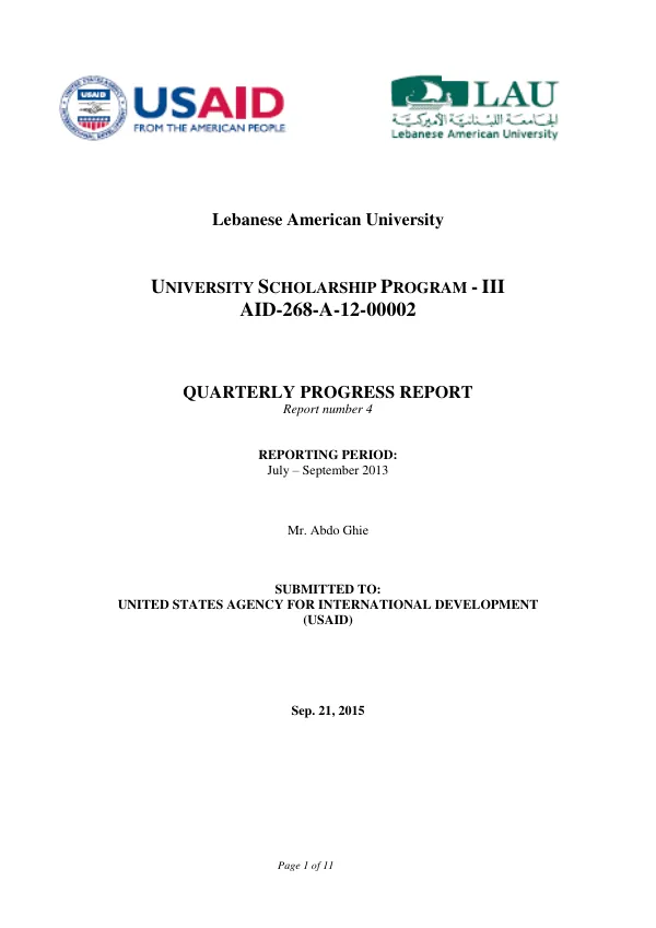 UNIVERSITY SCHOLARSHIP PROGRAM - III