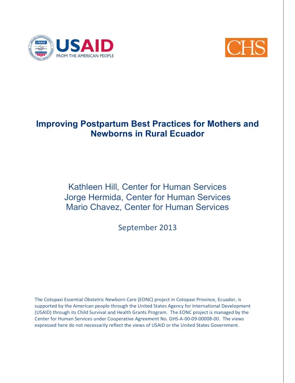 Improving Postpartum Best Practices for Mothers and Newborns in Rural Ecuador