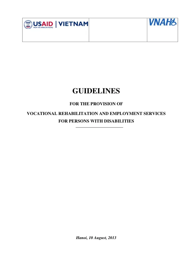 Guidelines for the Provision of Vocational Rehabilitation and Employment Services for Persons with Disabilities