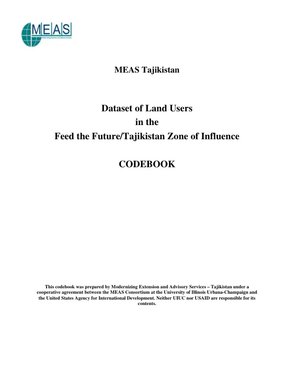 Dataset of Land Users in the Feed the Future/Tajikistan Zone of Influence