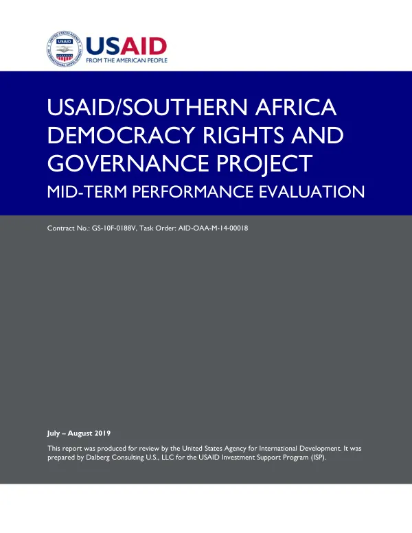 USAID/Southern Africa democracy rights and governance project : mid-term performance evaluation
