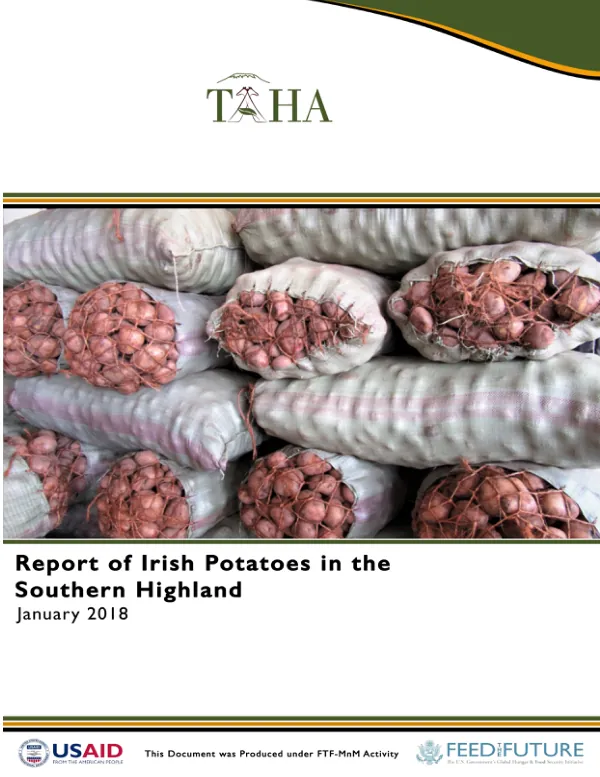 Final Report: Irish Potato Seed Varieties Profile and Opportunities and Constraints in Southern Highlands of Tanzania