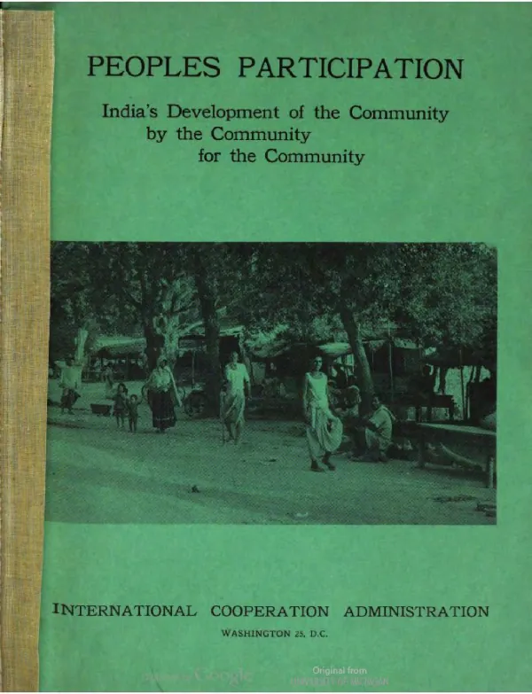 India's Participation: Development of the Community by the Community for the Community