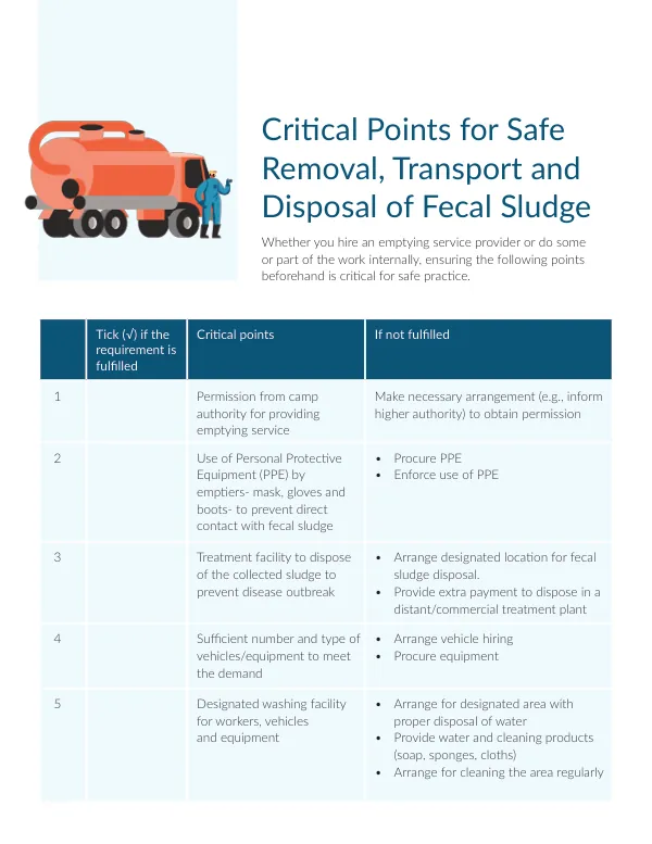 Critical Points for Safe Removal, Disposal of Fecal Sludge